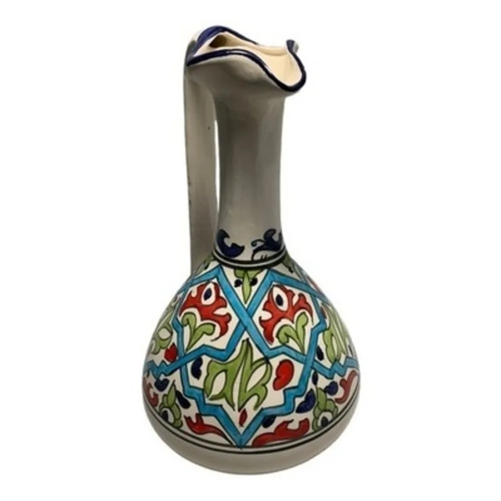 Unique Vintage Hand Painted Art Pottery Pitcher 10